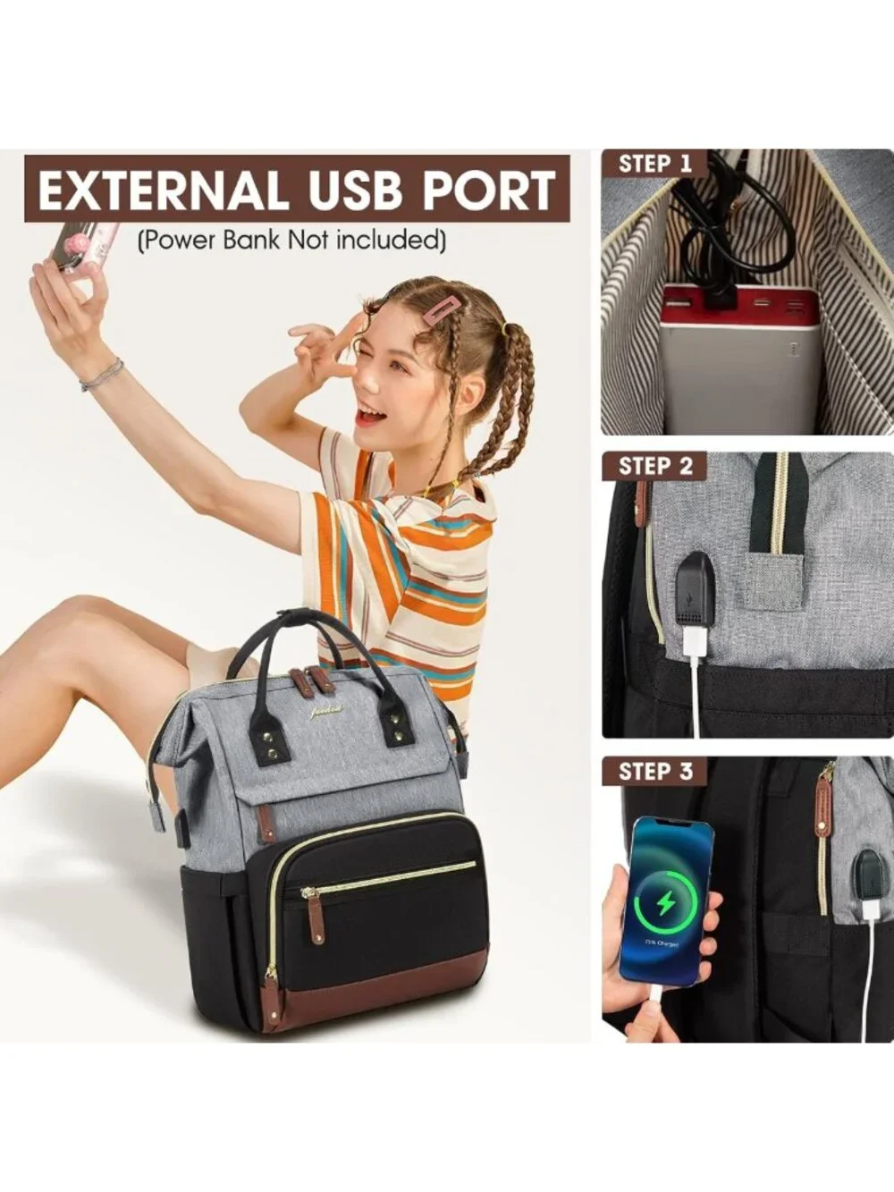Stylish Laptop Backpack for Women - 15.6